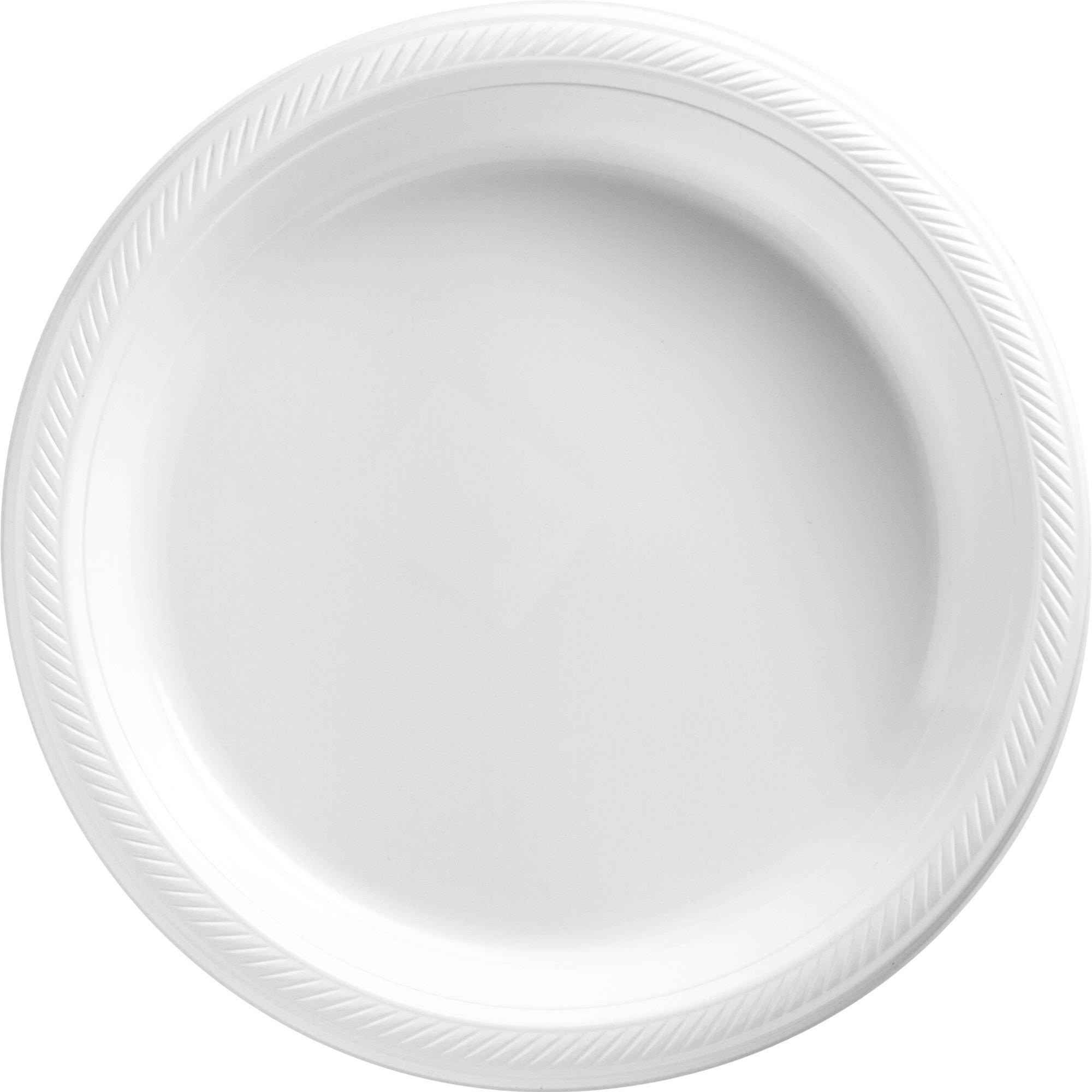 White disposable store plates